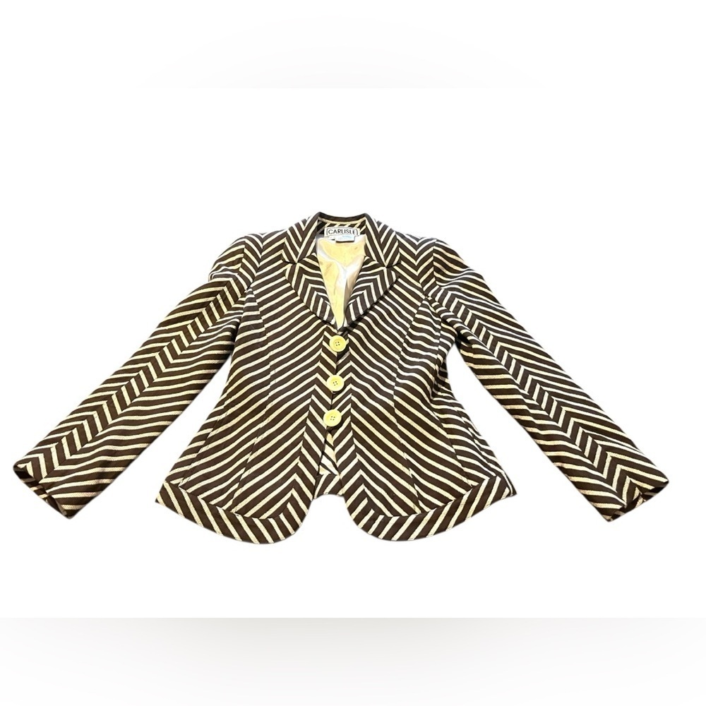 Vintage Carlisle Brown and White Blazer Sz 2